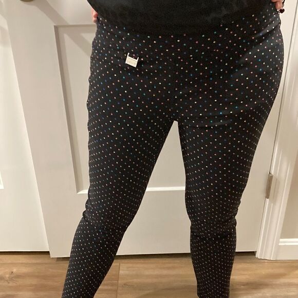Lulu B Women’s Black and Rainbow Polka Dot Stretch Legging Pants Size 4 - Picture 2 of 9